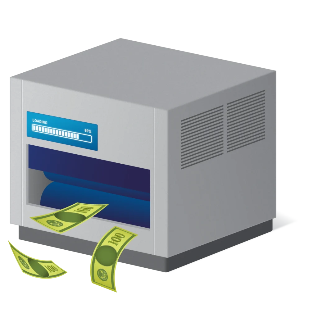 Machine producing money